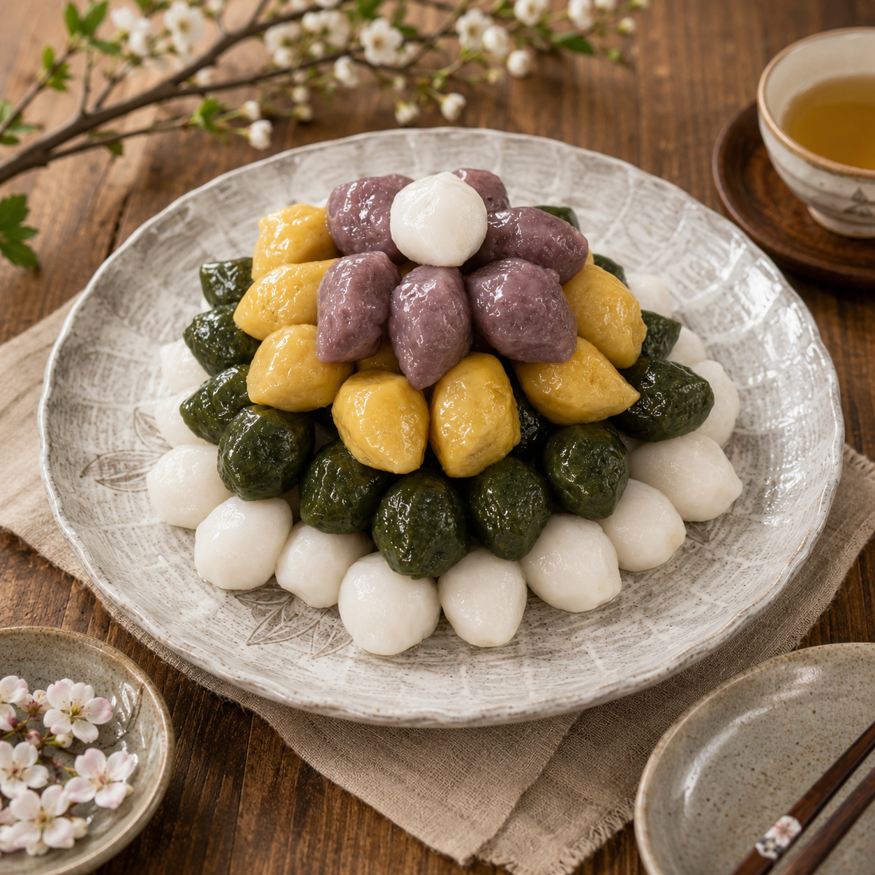 모듬송편 – assorted colorful Korean rice cakes